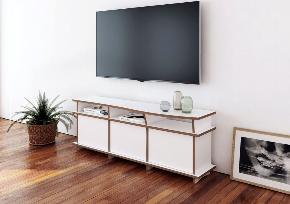 Weißer Fernsehschrank mit TV