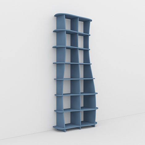 Konfigurierbares Bücherregal, 105x230x40, Edel-Dekor Nebelblau, Design Regal nach Maß "Coco", Regionale Schreiner-Fertigung, Made in Germany