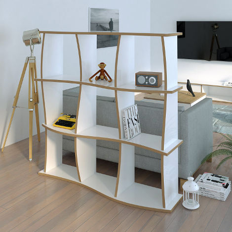 Raumteiler nach Maß "Ondini" | Konfigurierbar | Weiß MDF | 120x120x30 cm