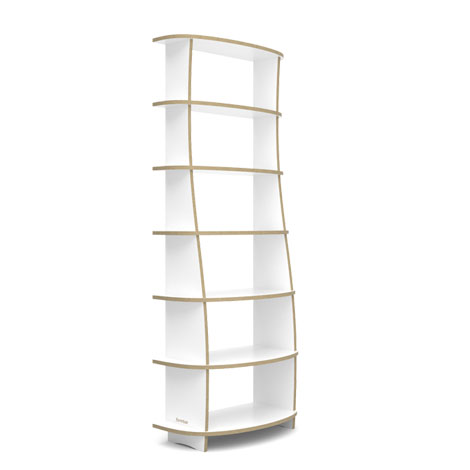 Konfigurierbares Bücherregal, 80x200x40, Weiß, MDF Natur, Design Regal nach Maß "Organic 02", Regionale Schreiner-Fertigung, Made in Germany