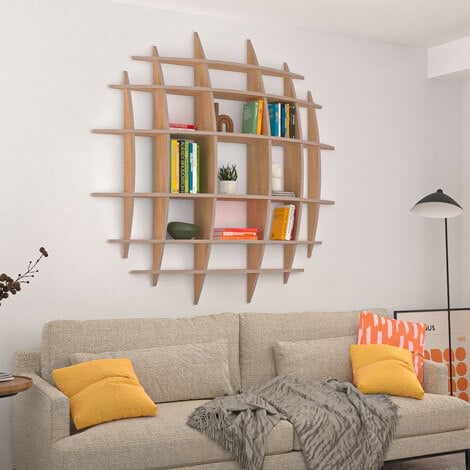 Designer-Wandregal "Sole" | Regional gefertigt | Eiche Multiplex | 155x156x29 cm