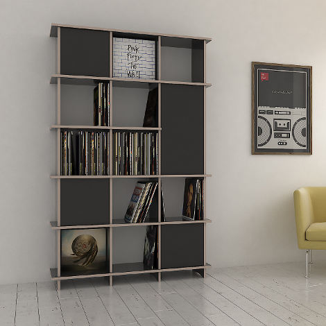 Schallplattenregal nach Maß "Jimmy" | Konfigurierbar | Schwarz Multiplex | 120x190x35 cm