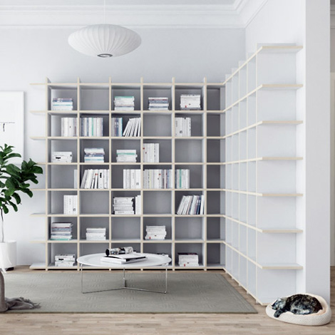 Eckregal nach Maß "Calateca" | Konfigurierbar | Weiß Multiplex | 225x199x220 cm