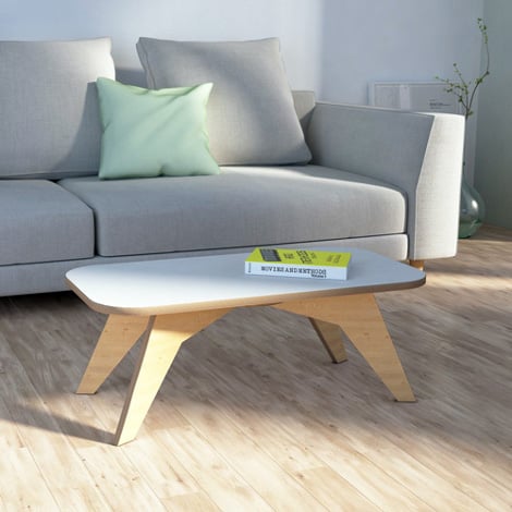 Couchtisch nach Maß "Joka" | Konfigurierbar | Weiß Multiplex | 78x40x30 cm