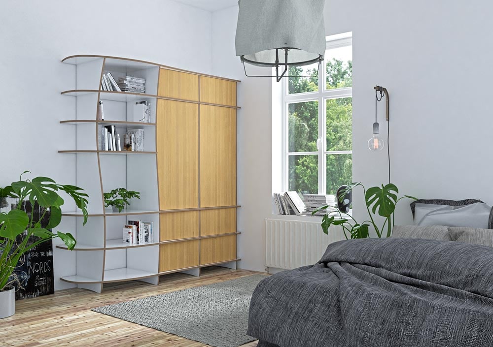 Weißers Kleiderschranksystem für moderne Schlafzimmer