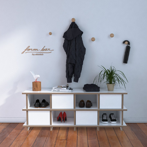Schuhbank nach Maß "Brama" | Konfigurierbar | Weiß Multiplex | 120x45x35 cm