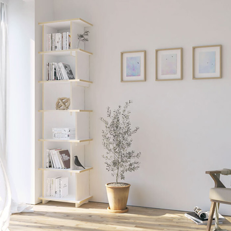 Eckregal nach Maß "Mentu" | Konfigurierbar | Weiß Multiplex | 50x194x30 cm