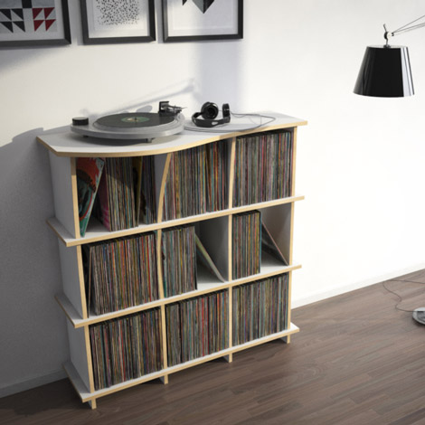 Schallplattenregal nach Maß "Conco" | Konfigurierbar | Weiß MDF | 110x111x45 cm