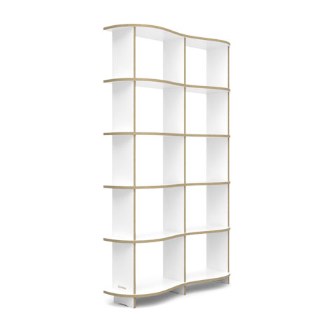 Konfigurierbares Bücherregal, 120x200x34, Weiß, MDF Natur, Design Regal nach Maß "Wavy 01", Regionale Schreiner-Fertigung, Made in Germany
